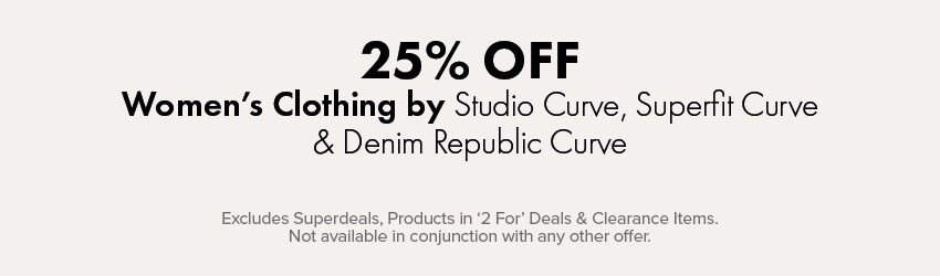 25% OFF Women&rsquo;s Clothing by Studio Curve, Superfit Curve & Denim Republic Curve
