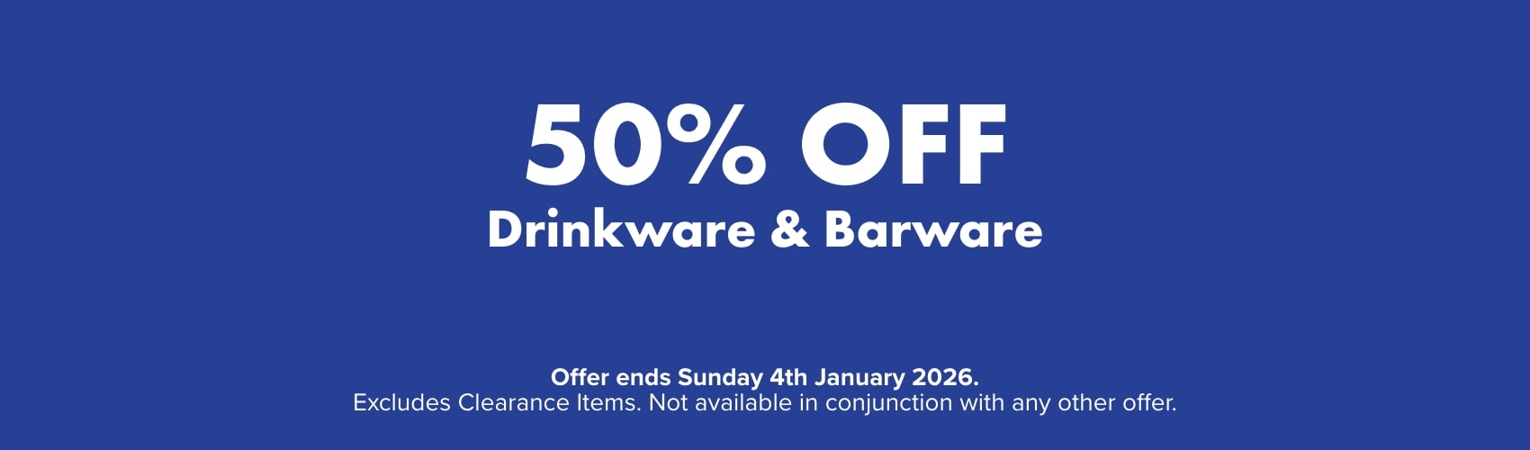 50% OFF Drinkware & Barware