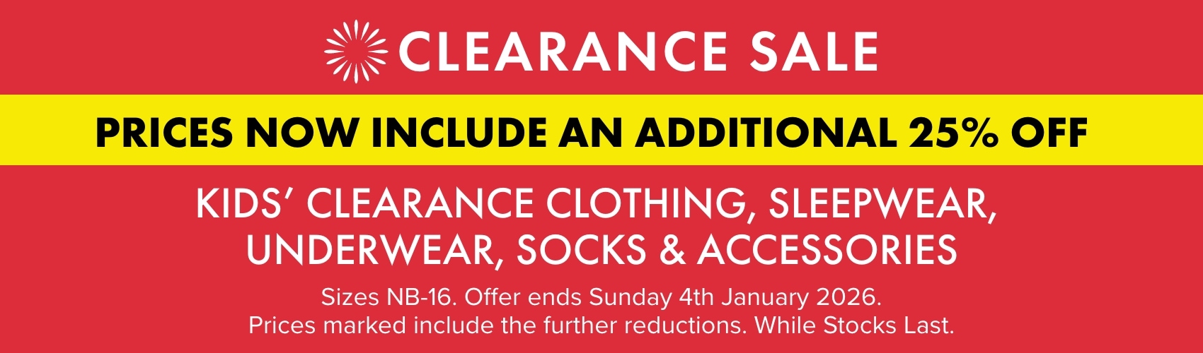 Children Clearance Further 25% OFF Kids' Sale 20Nov-3Dec