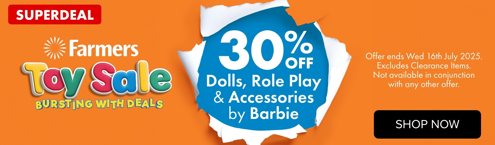 30% Dolls, Role Play & Accessories by Barbie