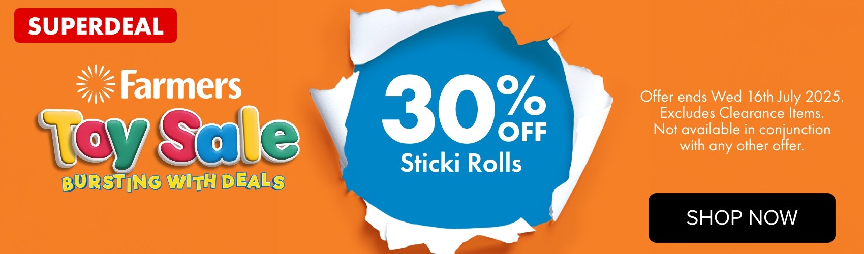SUPERDEAL 30% OFF Sticki Rolls