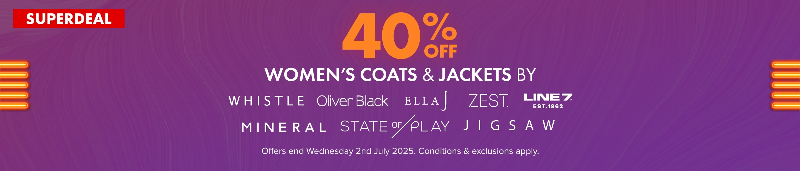 40% OFF Women's Jackets & Coats by Whistle, Ella J, Line 7, Zest, Oliver Black, Mineral, State of Play & Jigsaw