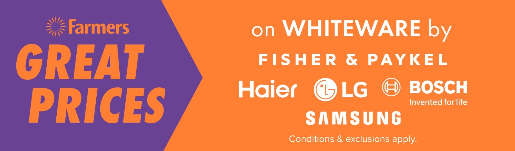 GREAT PRICES on Whiteware by Fisher & Paykel, Haier, LG, Bosch & Samsung