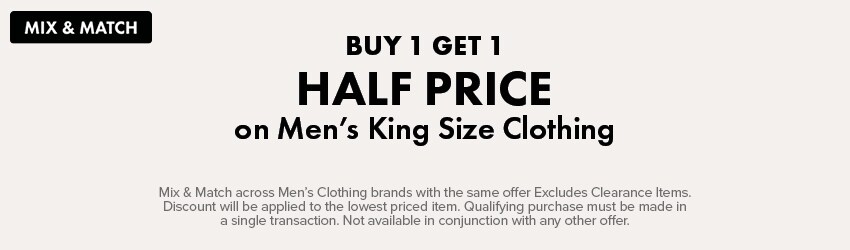 Buy 1 Get 1 Half Price Men's King Size Clothing