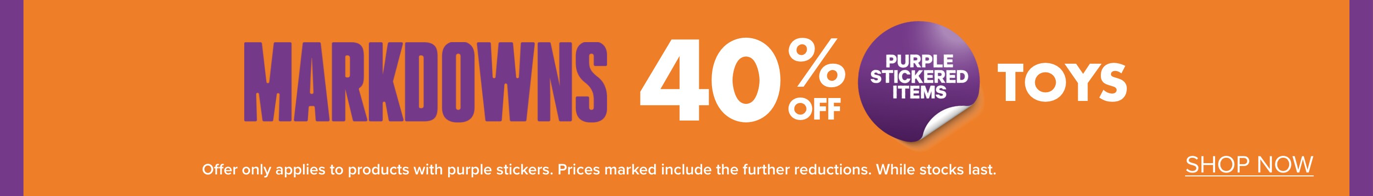 40% OFF Purple Stickered Toys Markdowns