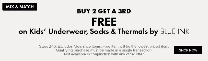 Buy 2 Get A 3rd FREE on Kids' Underwear & Socks by Blue Ink