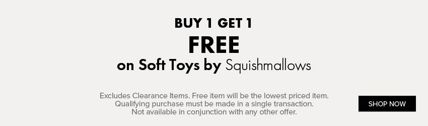 BUY 1 GET 1 FREE on Soft Toys by Squishmallows