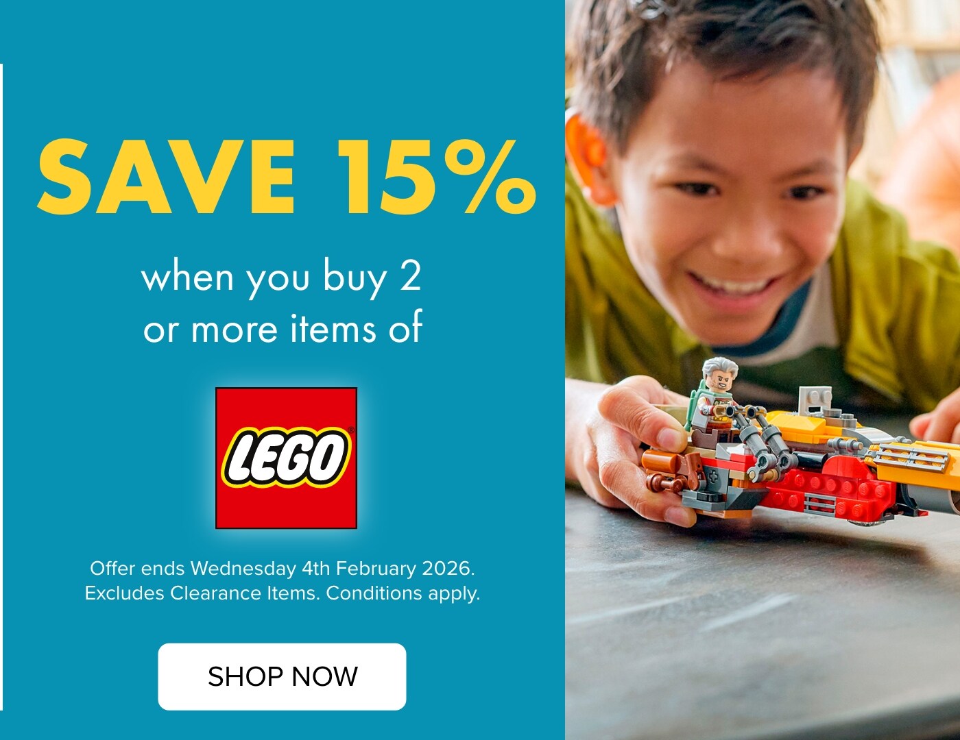Save 15% when you buy 2 or more items of LEGO&reg;