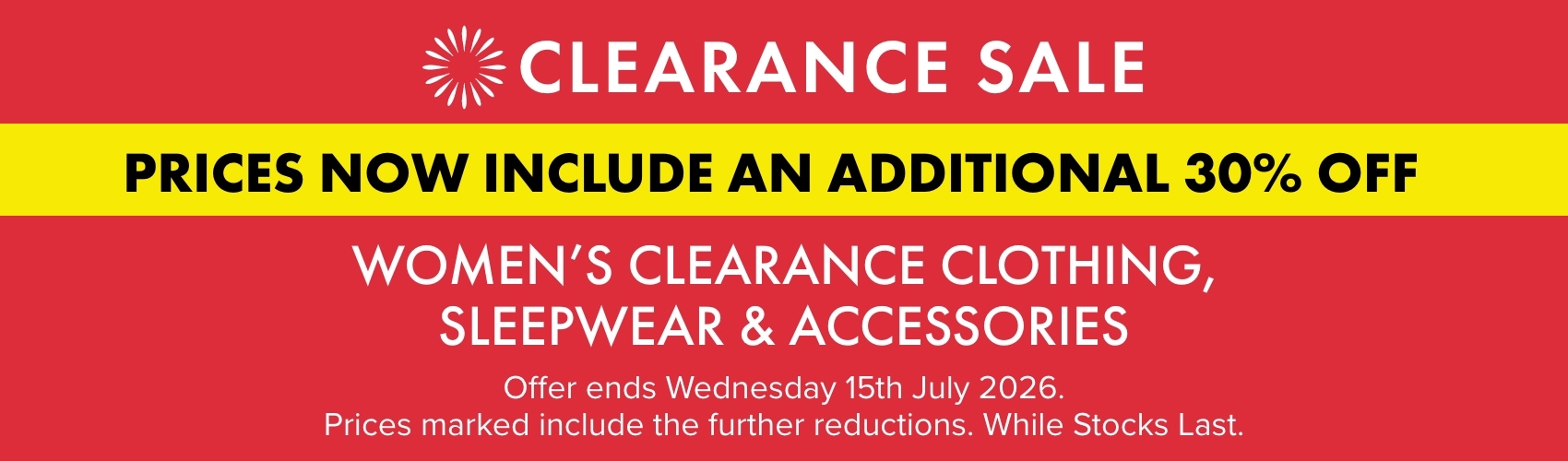 Take a Further 30% OFF Women's Clearance