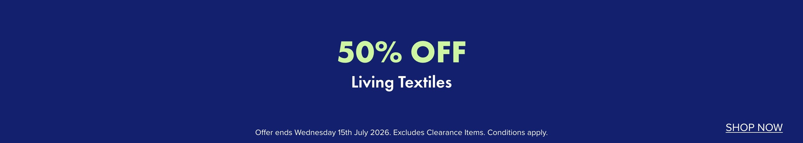 50% OFF Living Textiles