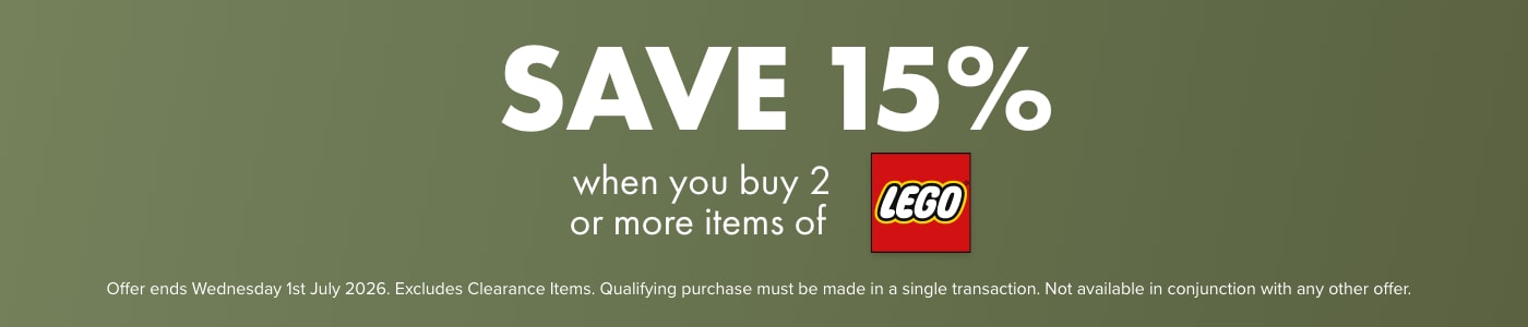 Save 15% when you buy 2 or more items of LEGO&reg;