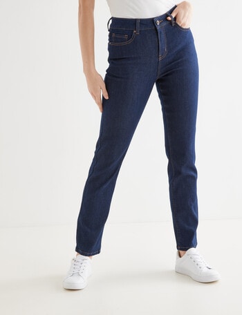 Denim Republic High Rise Straight Leg Jeans, Ink product photo