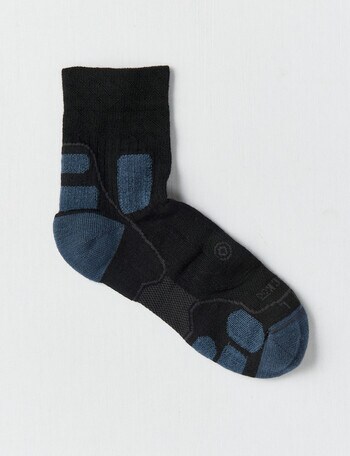 NZ Sock Co. Merino Tec Quarter Crew, Black product photo