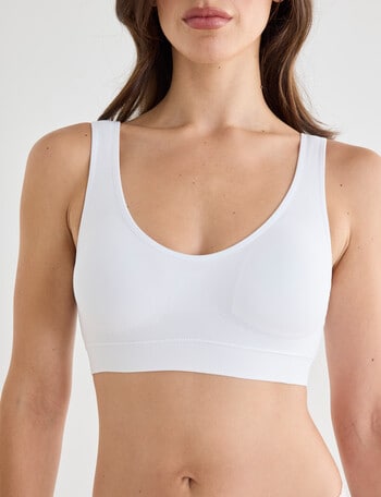 Lyric Seamfree Crop Top, Removable Pads, White product photo
