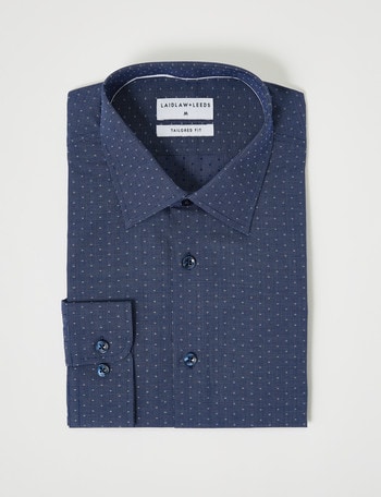 Laidlaw + Leeds Long-Sleeve Dot Print Fashion Shirt, Navy & White product photo
