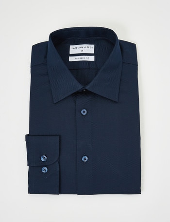 Laidlaw + Leeds Long-Sleeve Jacquard Shirt, Navy product photo