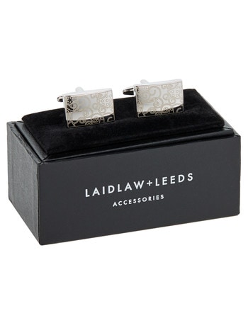 Laidlaw + Leeds Cufflink, Rectangle Koru Pattern product photo
