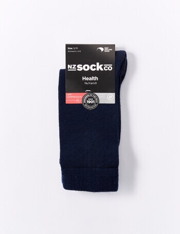NZ Sock Co. NuYarn Health Sock, Navy, 9-11 product photo