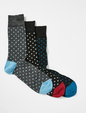 Harlequin Merino Wool Sock, 3-Pack, Grey & Black product photo
