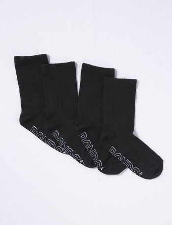 Bonds Logo Light Quarter-Crew Sock, 4-Pack, Black product photo