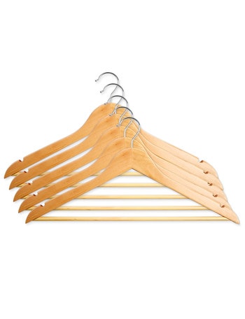 Haven Essentials Cintre Wood Coat Hanger, Set-of-5, Natural product photo
