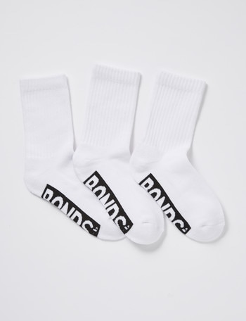 Bonds Logo Crew Sock, White, 3-Pack product photo