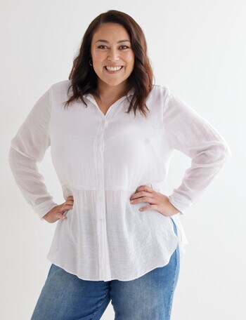 Studio Curve Collection Long Sleeve Magic Shirt, White product photo