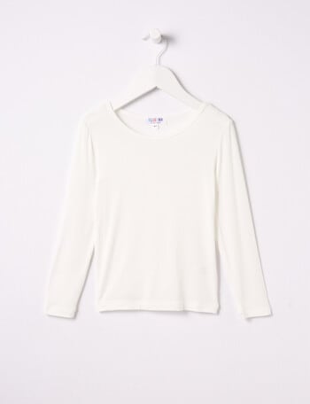 Blue Ink Girls Bamboo Long-Sleeve Top, White, 3-7 product photo