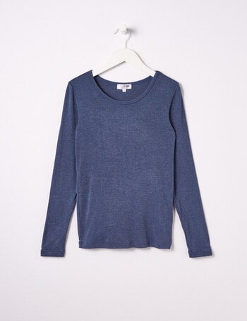Blue Ink Boys Bamboo Long-Sleeve Top, Denim Marle, 8-14 product photo