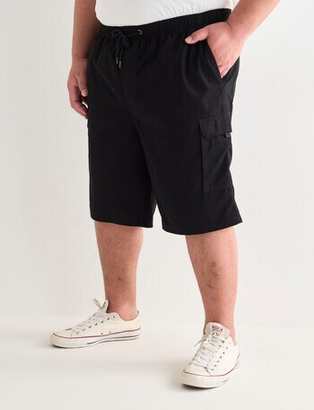 Chisel King Size Elastic Waist Cargo Short, Black product photo