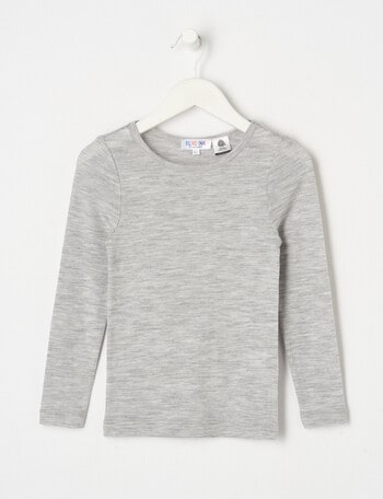 Blue Ink Merino Unisex Long Sleeve Top, Grey Marle, 3-7 product photo