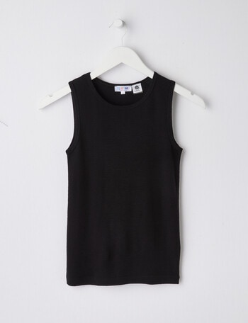 Blue Ink Merino Unisex Singlet, Black, 8-14 product photo