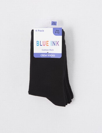 Blue Ink Cotton Rich Crew Sock, 4-Pack, Black product photo