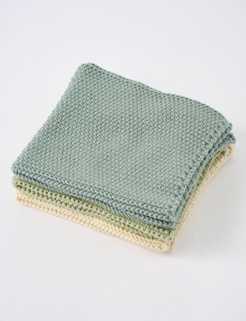 Stevens Stitch Dish Cloth, Set of 3, Sage product photo