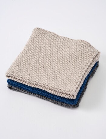 Stevens Stitch Dish Cloth, Set of 3, Navy product photo
