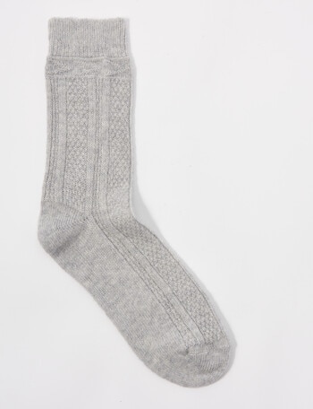 Levante Camella Wool Cashmere Crew Sock, Grey Marle product photo
