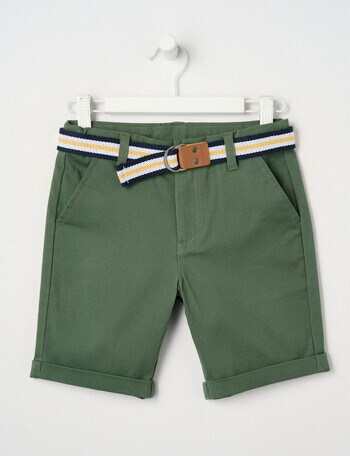 Mac & Ellie Belted Woven Chino Short, Moss product photo
