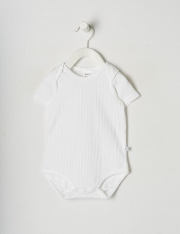 Teeny Weeny Rib Short Sleeve Bodysuit, Vanilla product photo