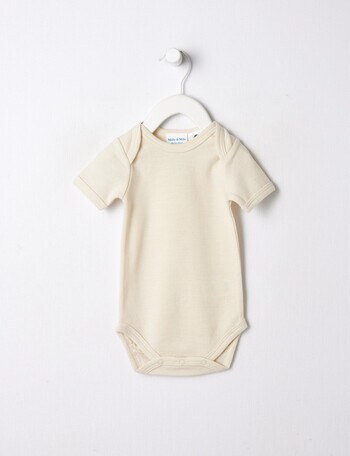 Milly & Milo Merino Blend Short Sleeve Bodysuit, Vanilla product photo