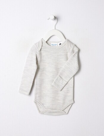 Milly & Milo Merino Blend Long Sleeve Bodysuit, Grey Marle product photo