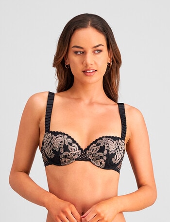 Me By Bendon Wynona Rose Contour Bra, Black & Rose Cameo, A-E product photo