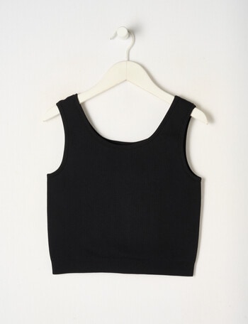 SUPERFIT GIRL Ribbed Seamless Crop Tank Top, Black product photo