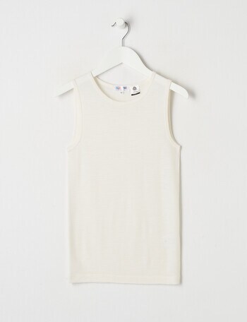 Blue Ink Merino Unisex Singlet, Winter White product photo