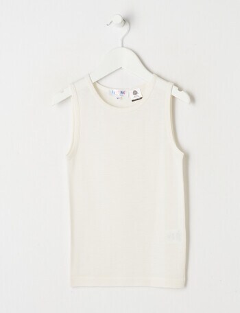 Blue Ink Merino Unisex Winter Singlet, White product photo