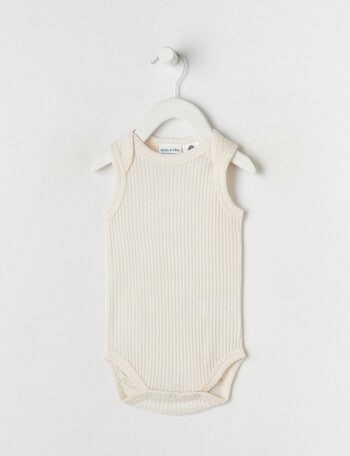 Milly & Milo Sleeveless Rib Bodysuit, Vanilla product photo