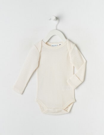 Milly & Milo Long-Sleeve Rib Bodysuit, Vanilla product photo