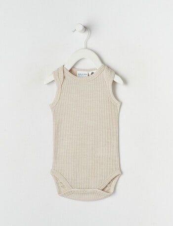 Milly & Milo Sleeveless Rib Bodysuit, Oat Marle product photo