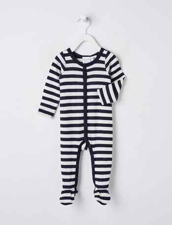 Milly & Milo Merino Sleepsuit, Navy Stripe product photo