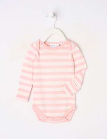 Milly & Milo Striped Long-Sleeve Bodysuit, Ballet Slipper product photo