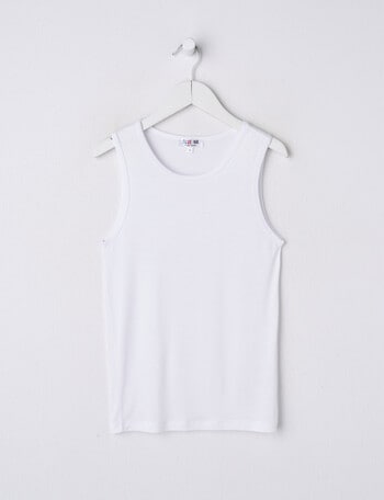 Blue Ink Bamboo Singlet, White product photo